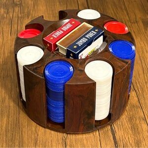 Vintage Poker Chip Set with Card Holder